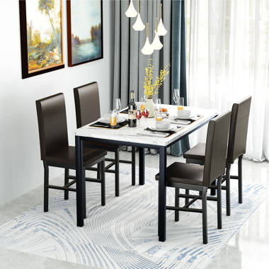 Red Barrel Studio Noyes 5 Piece Marble Top Dining Set Reviews Wayfair